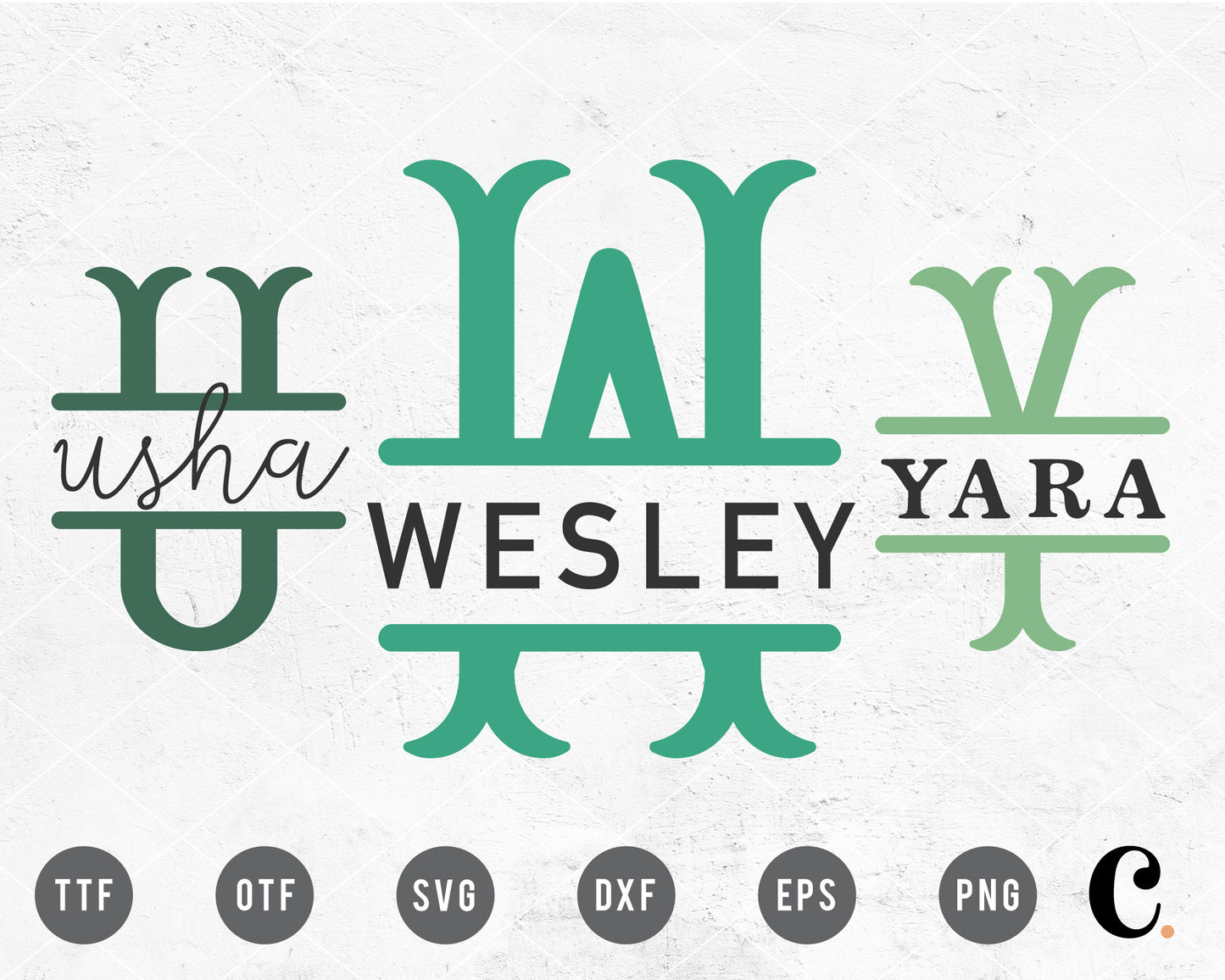 Fishtail Monogram SVG Cut File