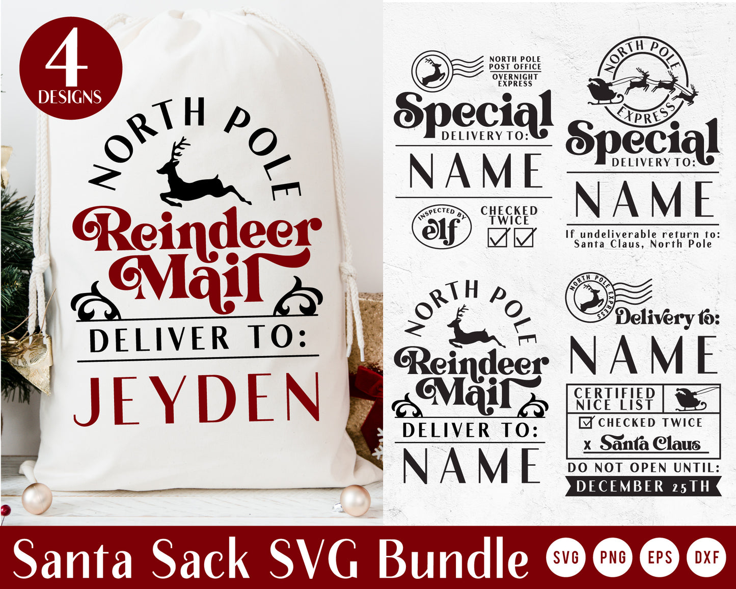 Santa Sack Making SVG Mini Bundle | Vintage Version | For Cricut, Cameo Silhouette Craft