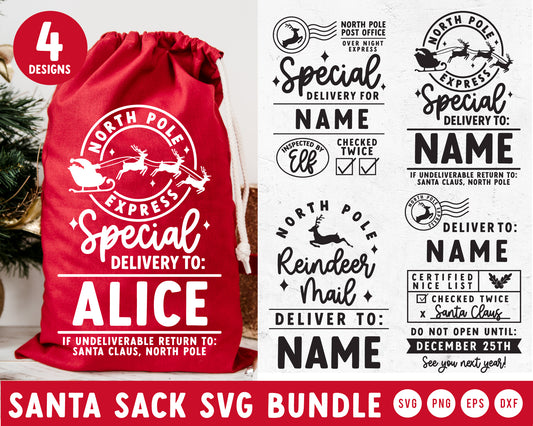 Santa Sack Making SVG Mini Bundle | Thick Font Version | For Cricut, Cameo Silhouette Craft with SVG Cut File