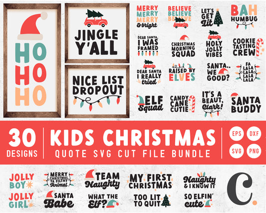 Kids Chunky Christmas SVG Bundle | 30 Pack