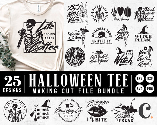 Halloween Tee Making SVG Bundle | 25 Pack