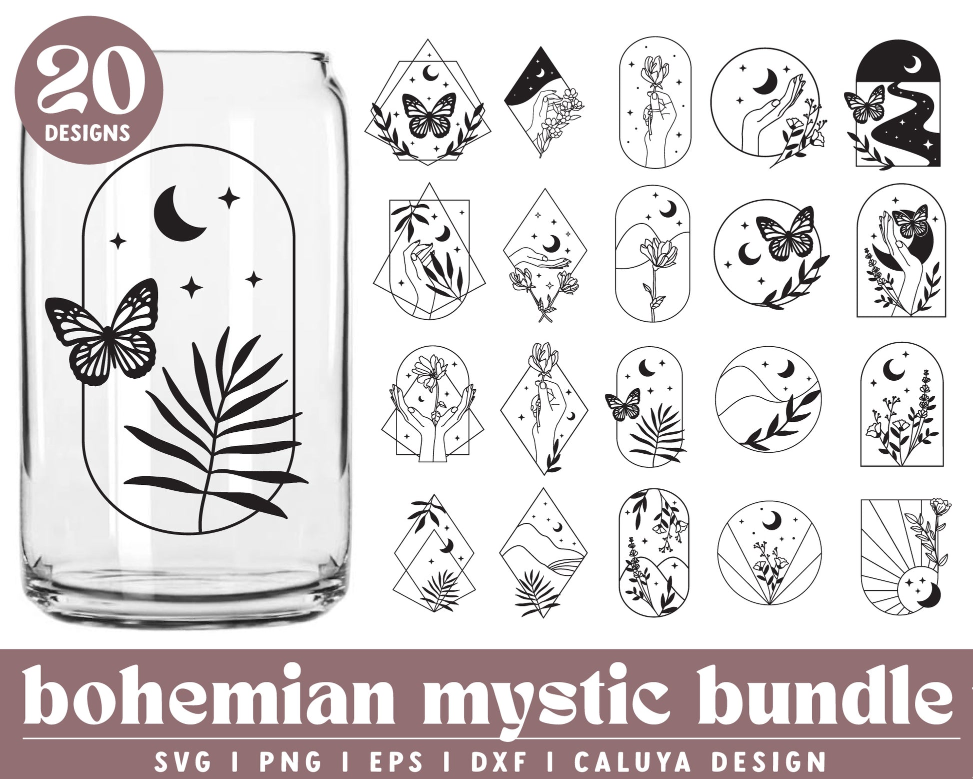 Bohemian Mystic SVG Bundle | Wildflower SVG | Boho Arch SVG