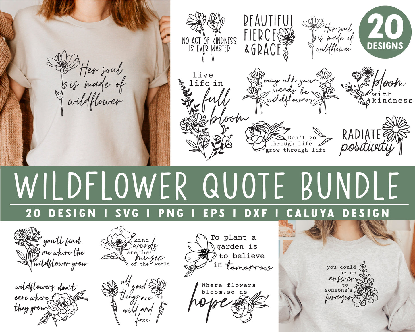 Wildflower Quote SVG Bundle | 20 Pack