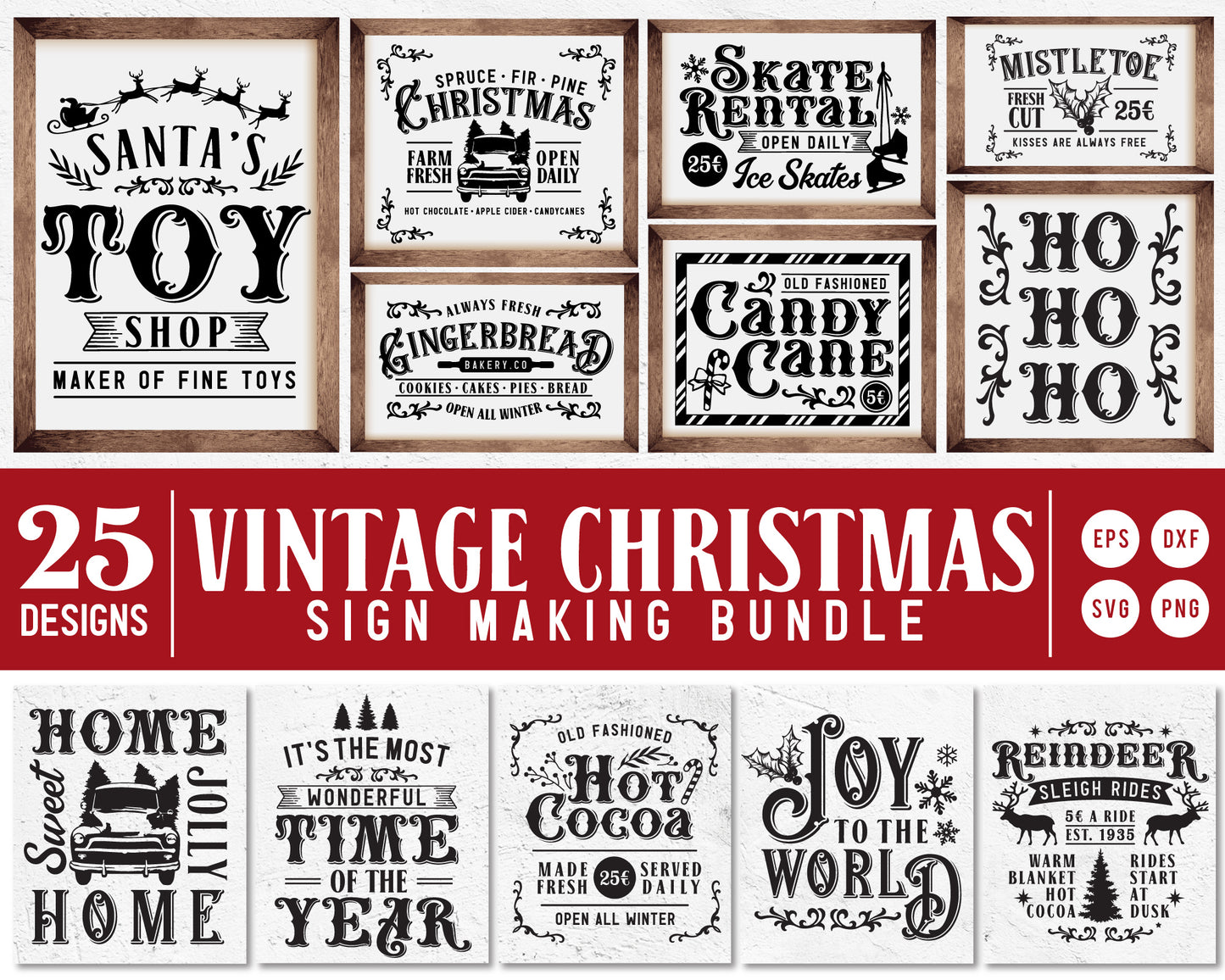 Vintage Christmas Sign Making SVG Bundle Vol.2