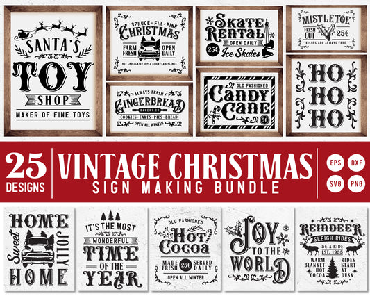 Vintage Christmas Sign Making SVG Bundle Vol.2