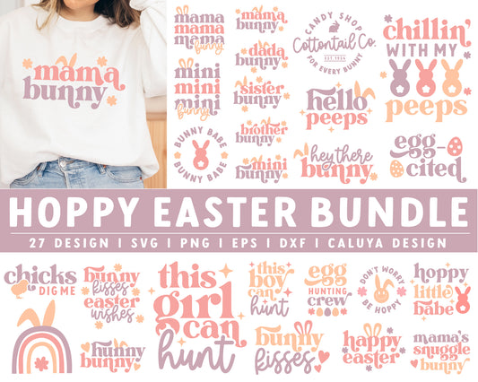 Hoppy Easter SVG Bundle, Cut File for Cricut, Cameo Silhouette | Easter SVG, Easter Bunny SVG