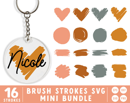 Brush Stroke SVG Mini Bundle for Keychain for Cricut, Cameo Silhouette | keychain Making SVG