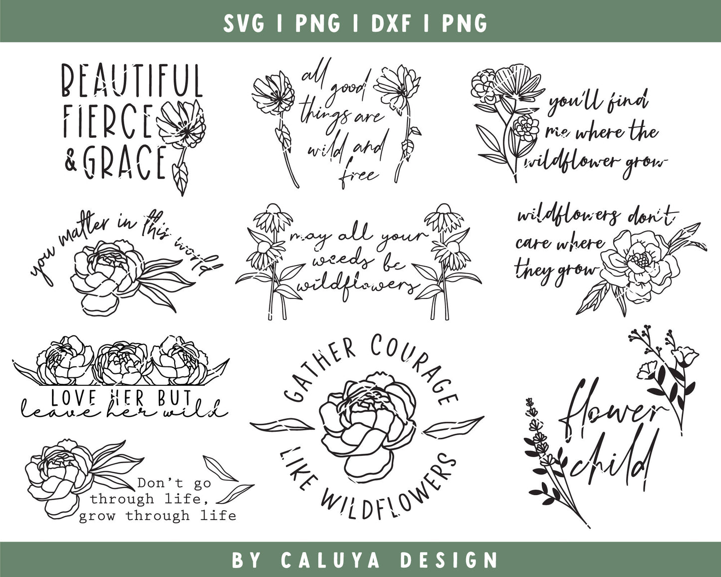 Wildflower Quote SVG Bundle | 20 Pack