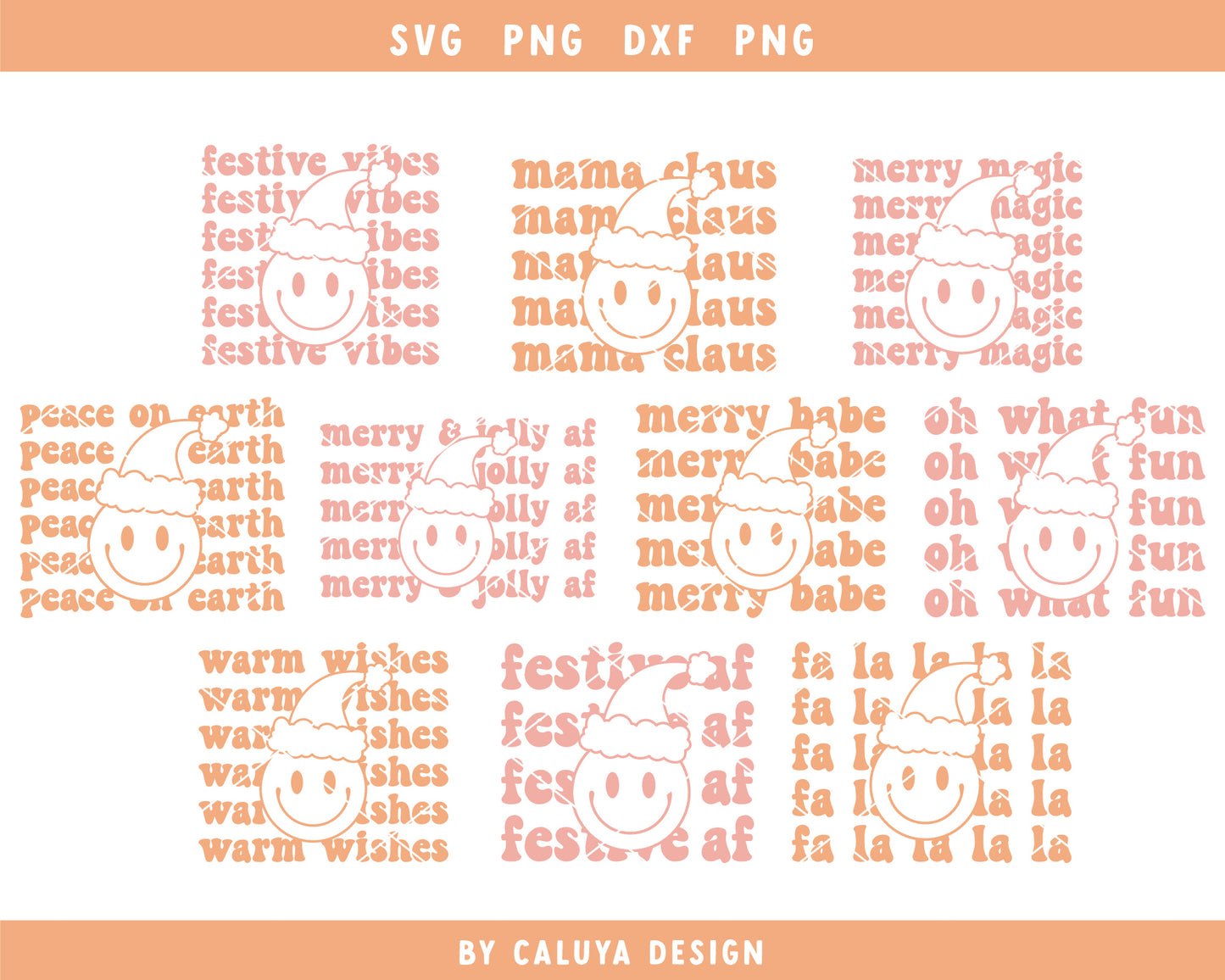 Smiley Face Santa SVG Bundle | 20 Pack