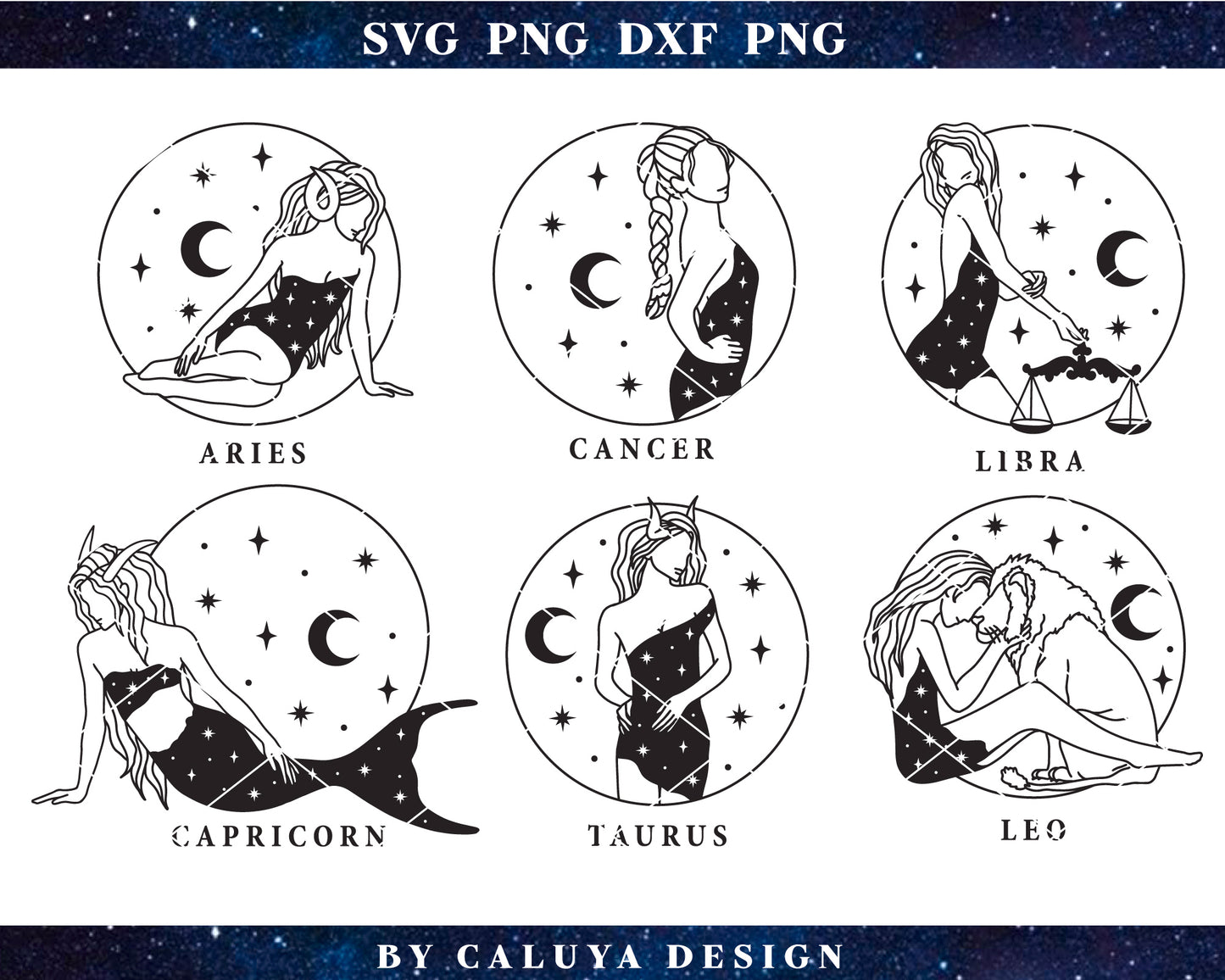 Zodiac Goddess SVG Bundle