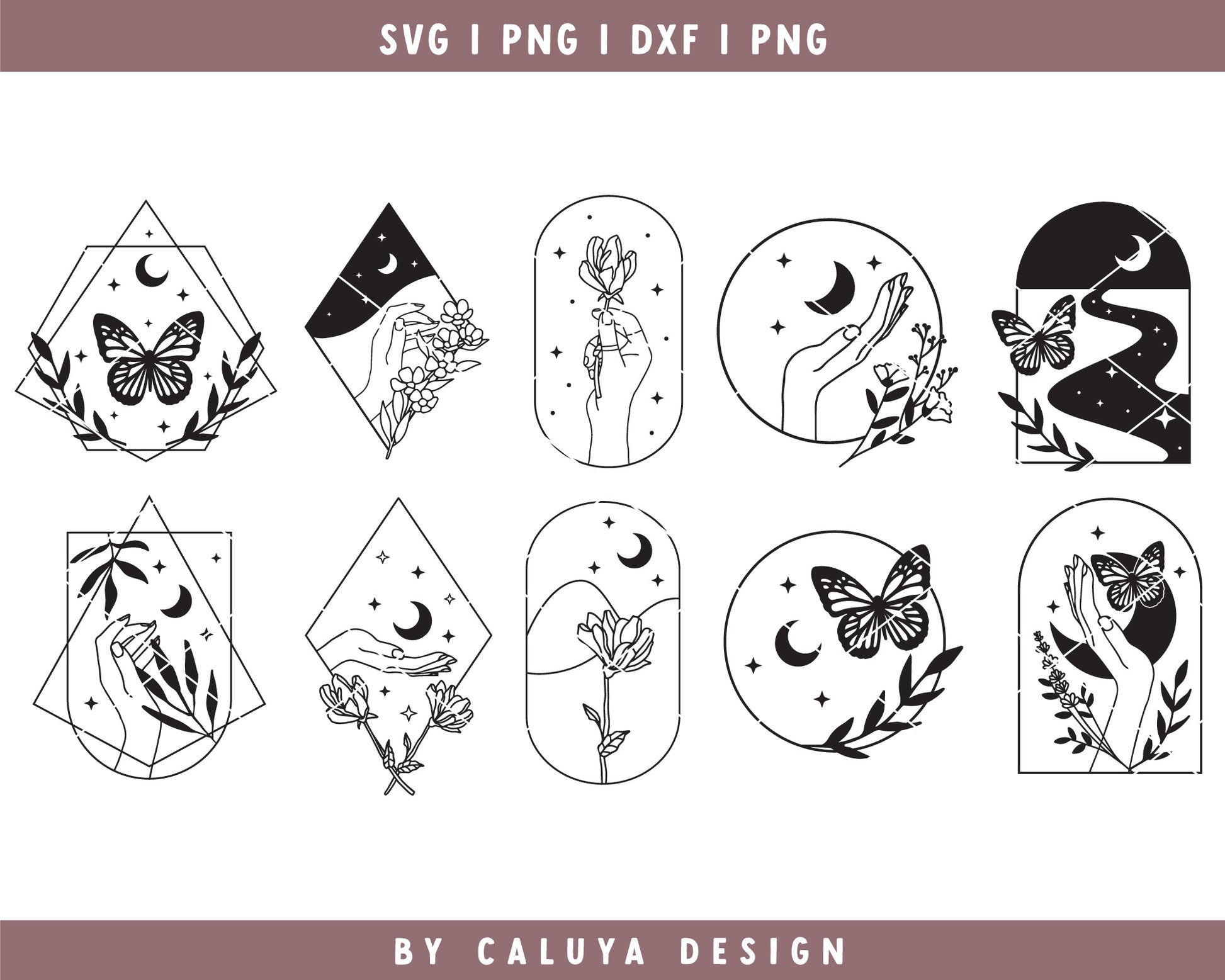 Bohemian Mystic SVG Bundle | Wildflower SVG | Boho Arch SVG