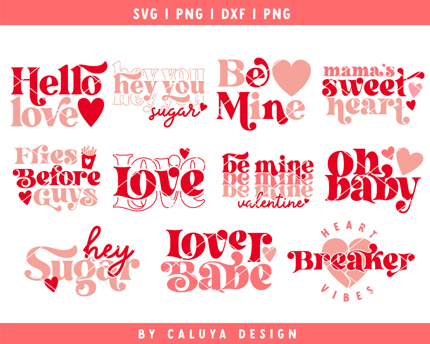 Valentine's Day Boho SVG Cut File Bundle For Cricut Craft, Cameo Silhouette Craft
