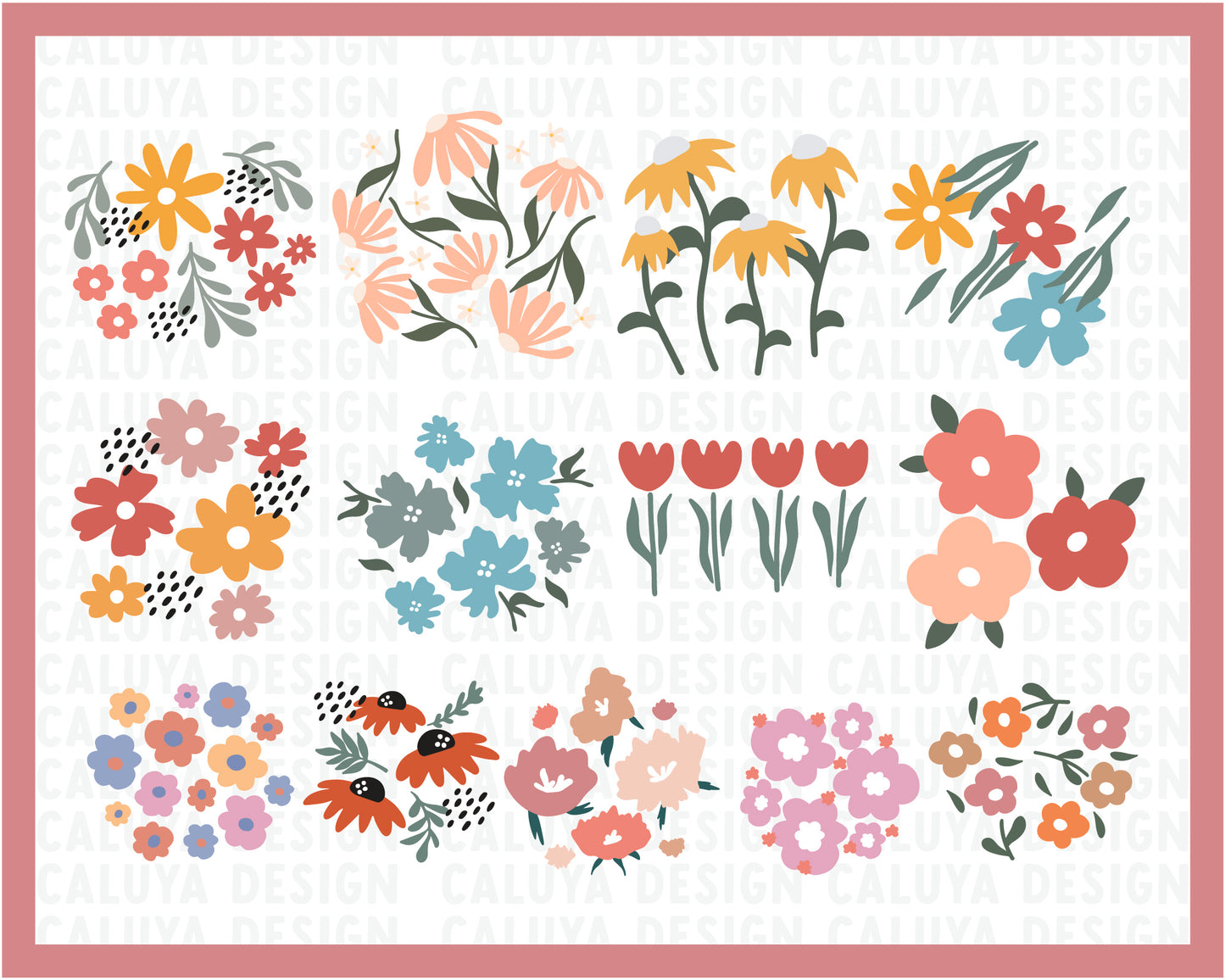 Flower Bouquet Clipart SVG Bundle | 25 Pack