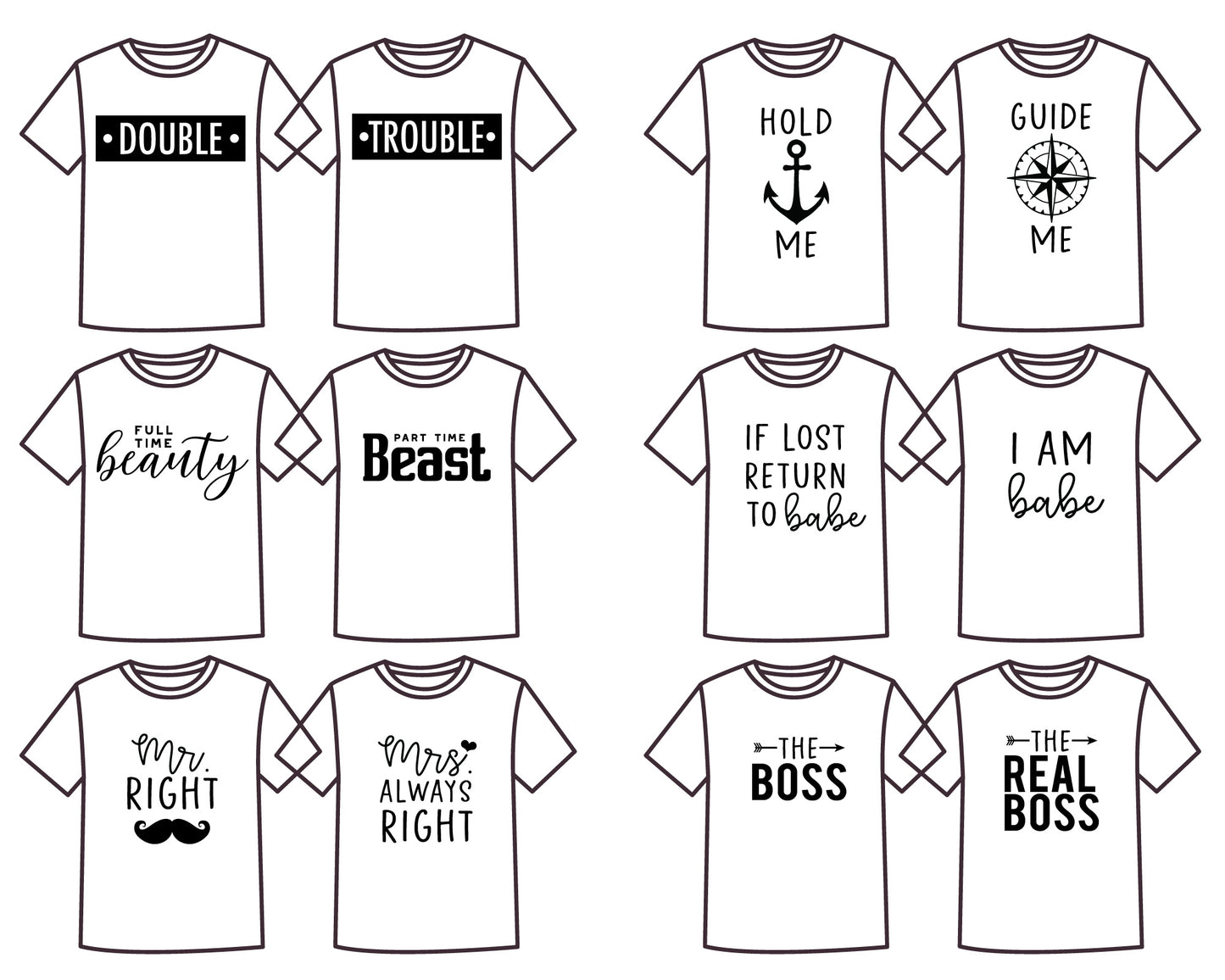 Couple T-Shirt Making SVG Bundle