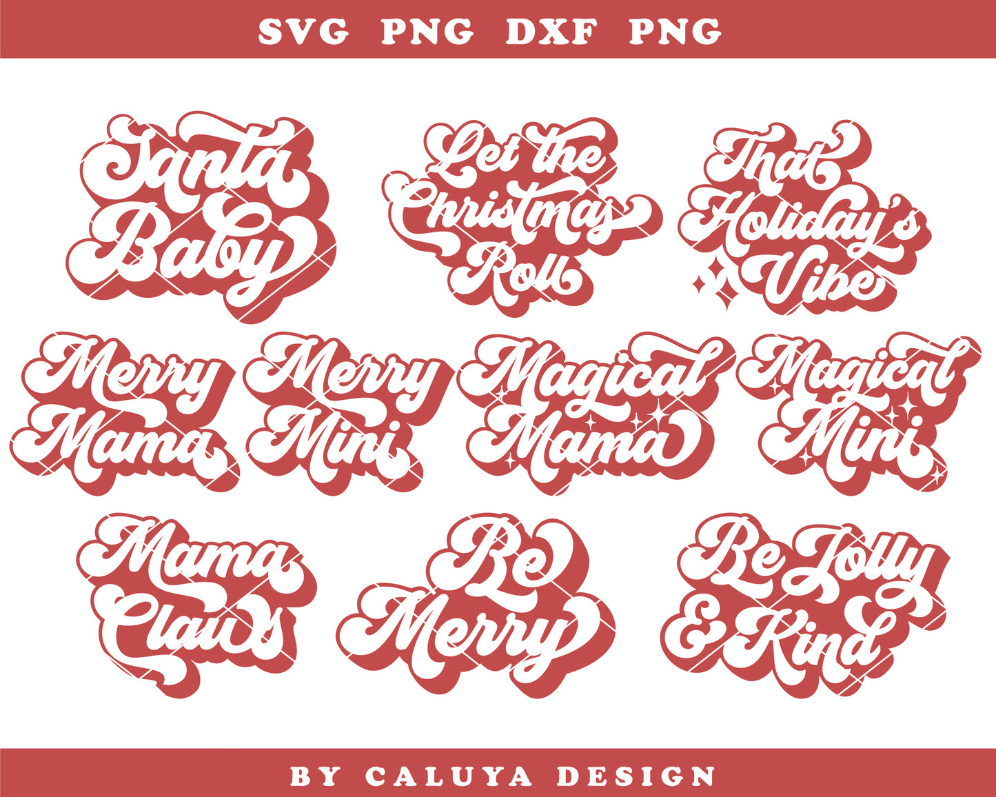 Fun Retro Christmas Quote SVG Bundle | 20 Pack