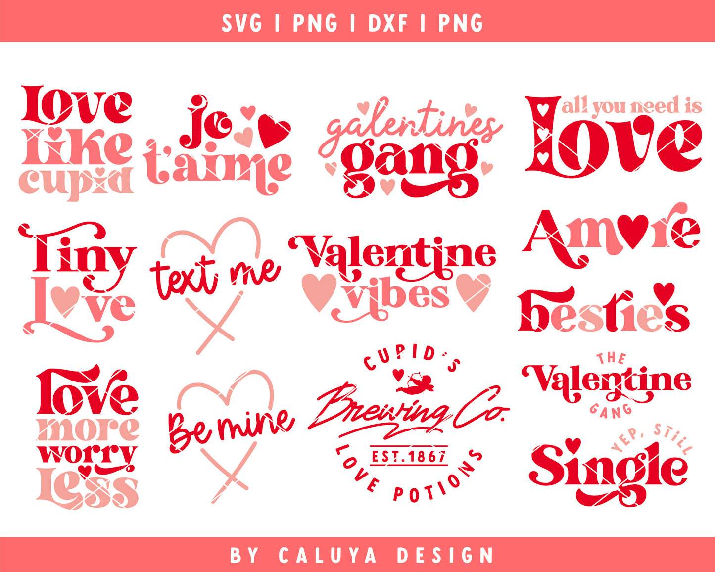 Valentine's Day Boho SVG Cut File Bundle For Cricut Craft, Cameo Silhouette Craft