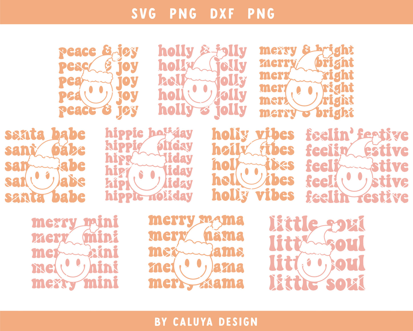 Smiley Face Santa SVG Bundle | 20 Pack