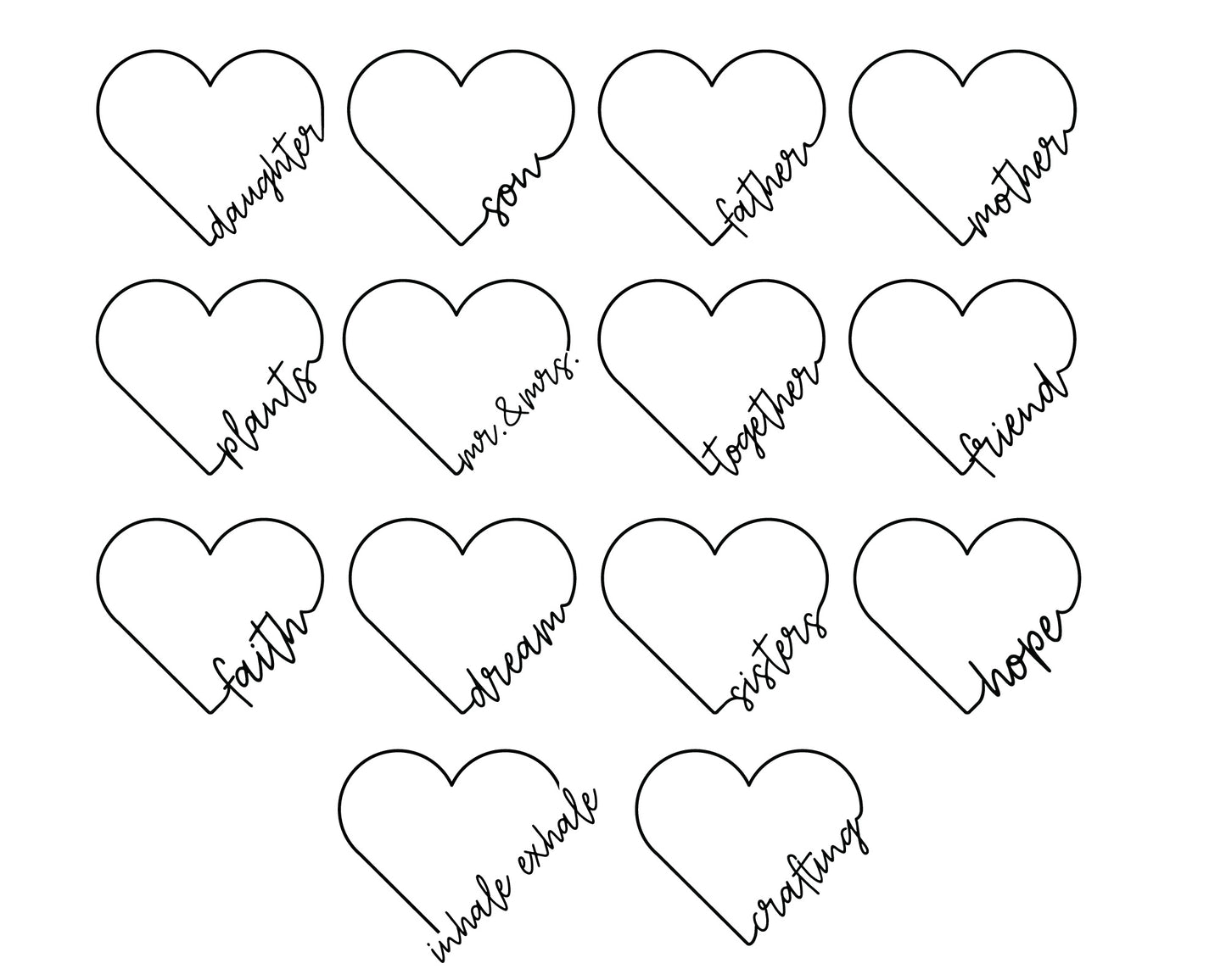 Heart Frame with Words SVG Bundle