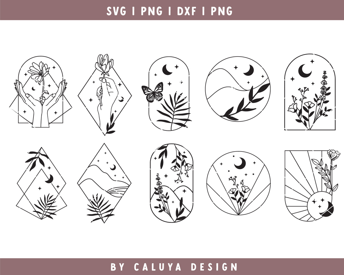 Bohemian Mystic SVG Bundle | Wildflower SVG | Boho Arch SVG