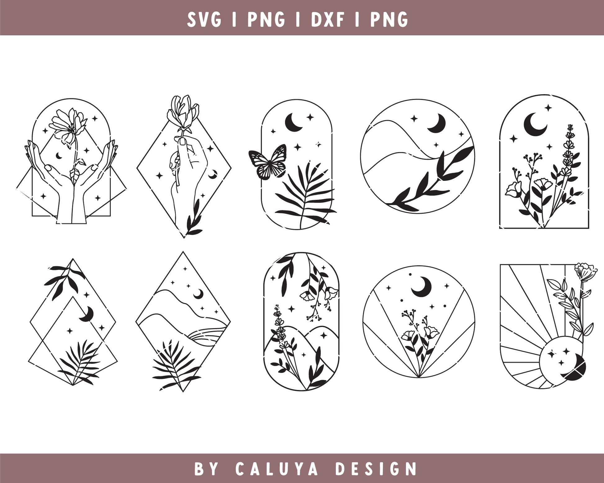 Bohemian Mystic SVG Bundle | Wildflower SVG | Boho Arch SVG