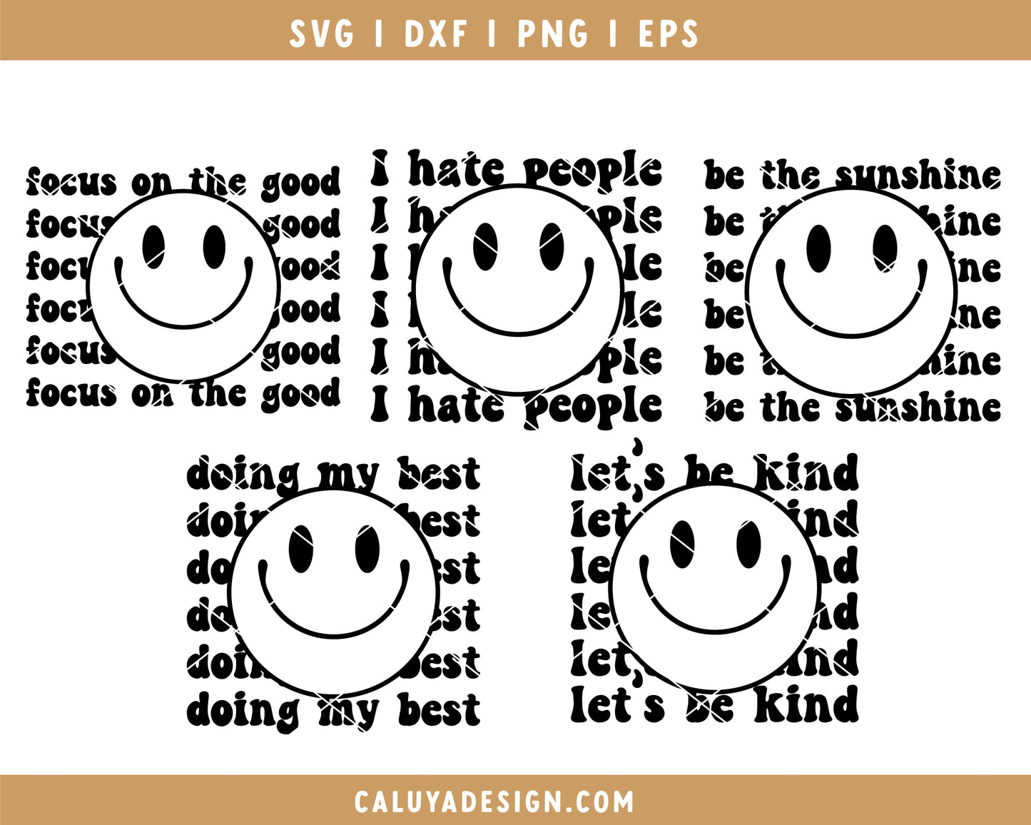 Retro Smiley & Good Vibes Only SVG Cut File Mini Bundle for Cricut, Cameo Silhouette | Hippies, Groovy Quotes Cutting File