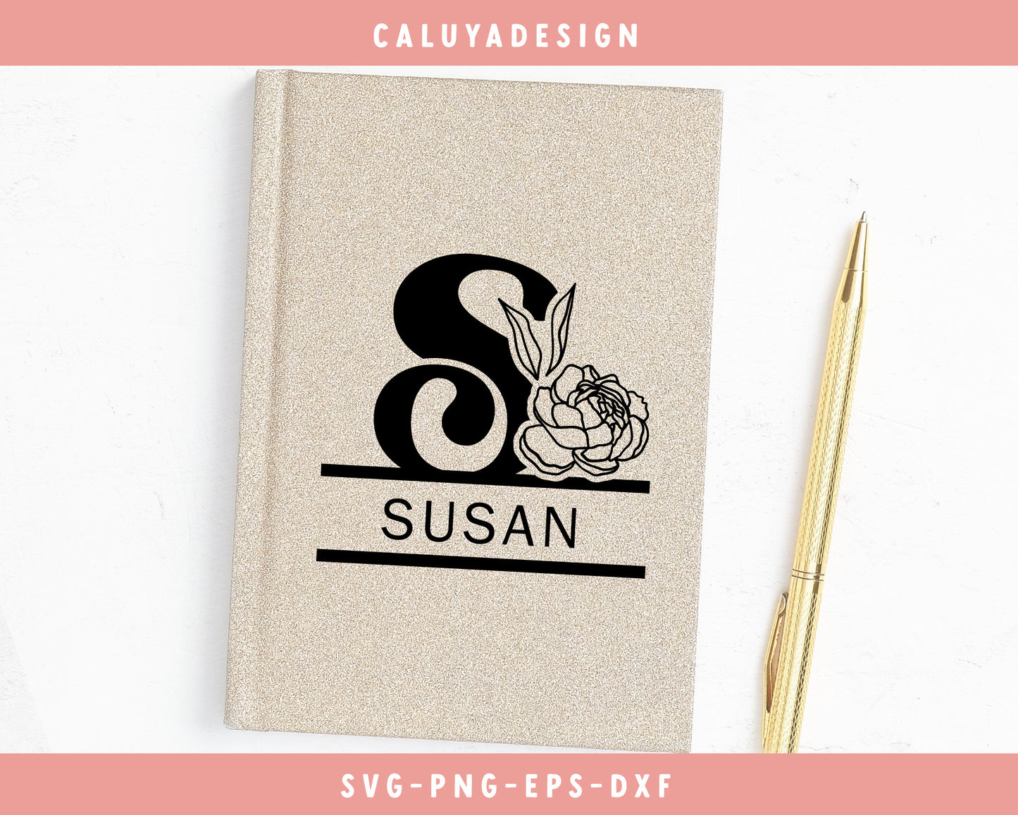 Hand Drawn Floral Split Monogram SVG Cut File for Cricut, Cameo Silhouette
