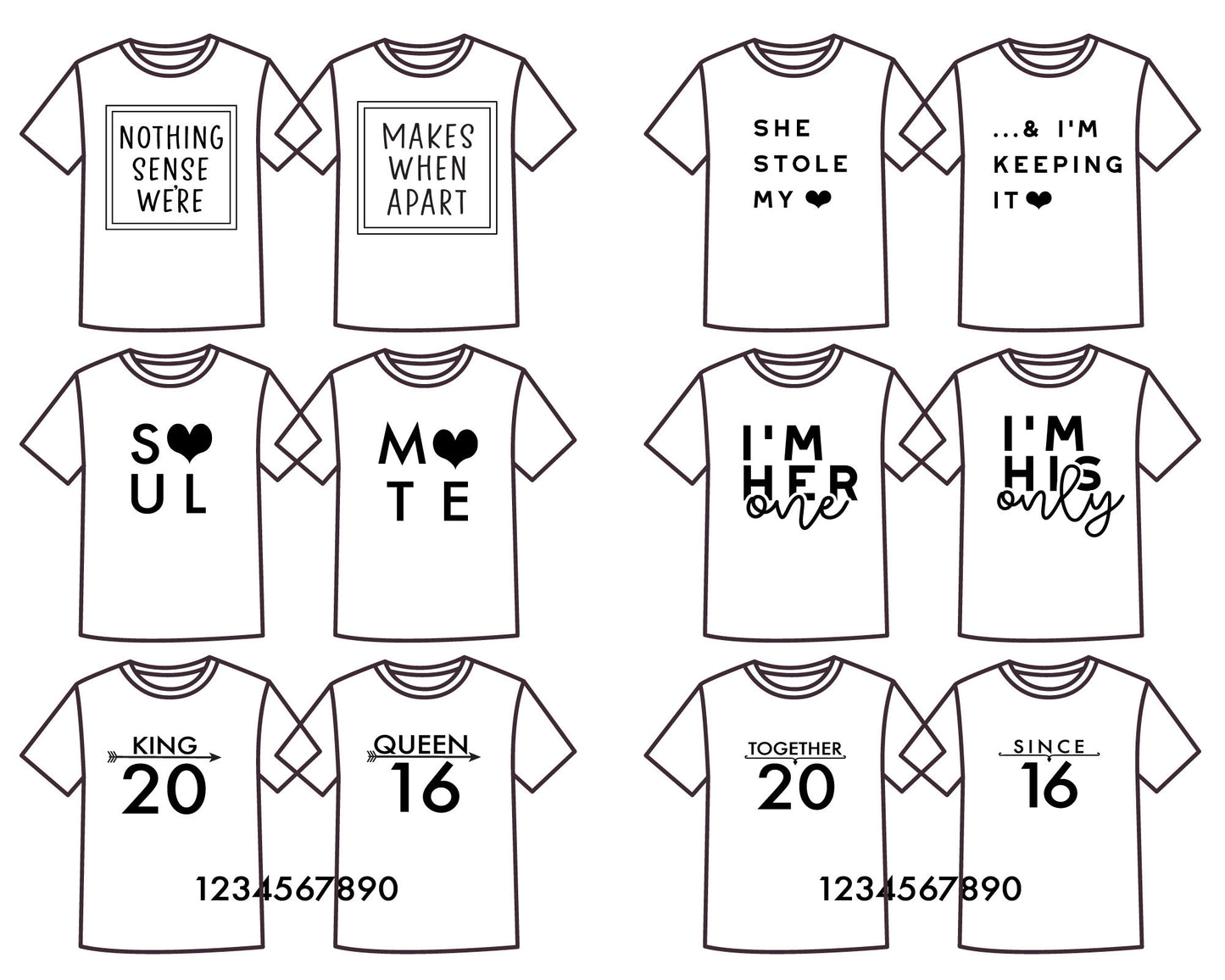 Couple T-Shirt Making SVG Bundle