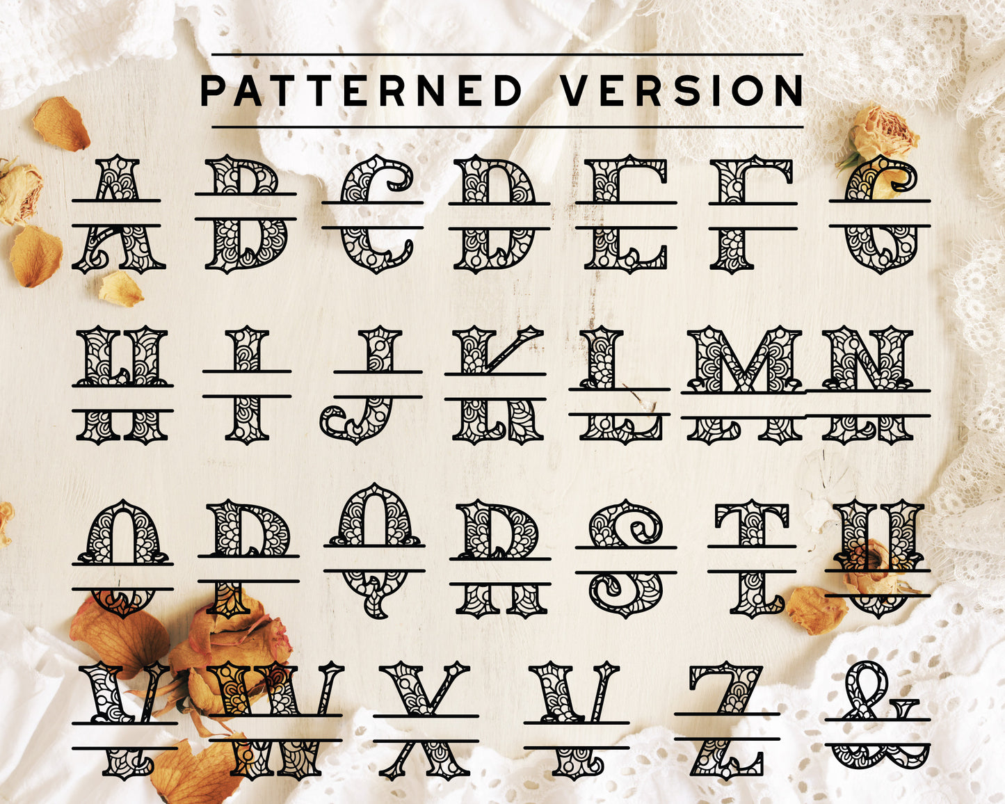 Elegant Vintage Zentangle Monogram SVG