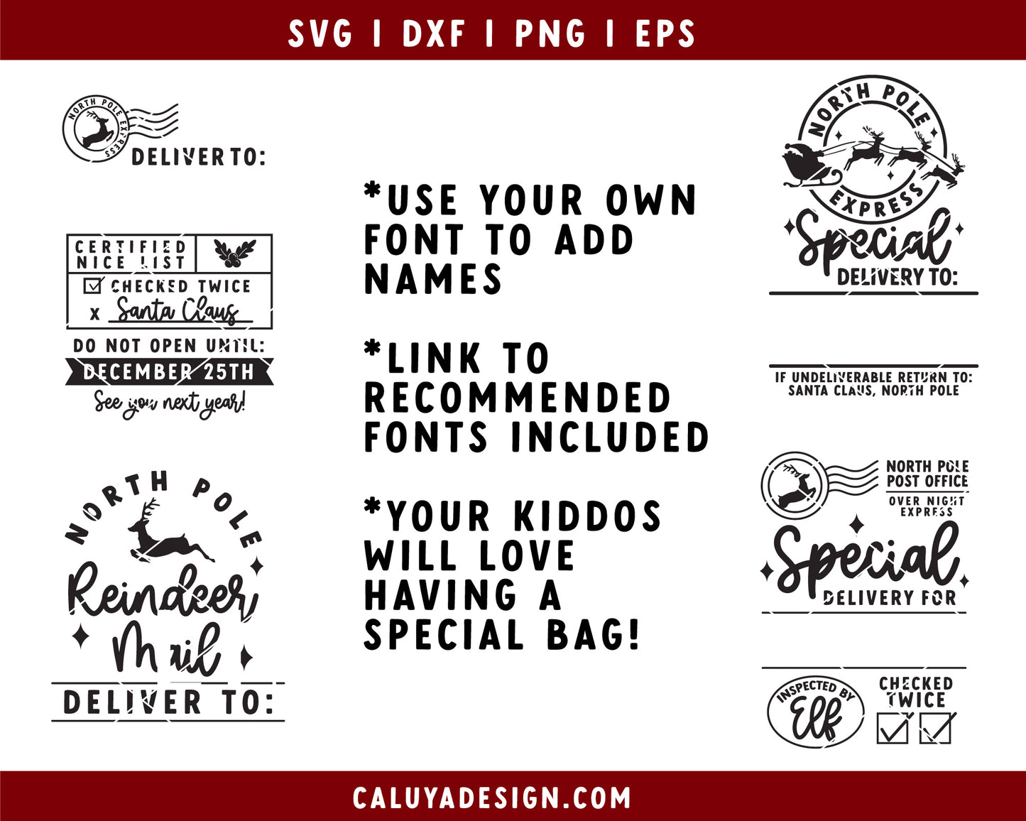 Santa Sack Making SVG Mini Bundle | Thick Font Version | For Cricut, Cameo Silhouette Craft with SVG Cut File