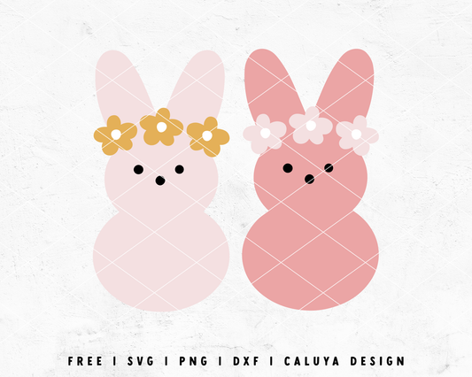 FREE Floral Bunny SVG | Peeps Bunny SVG Cut File for Cricut, Cameo Silhouette | Free SVG Cut File