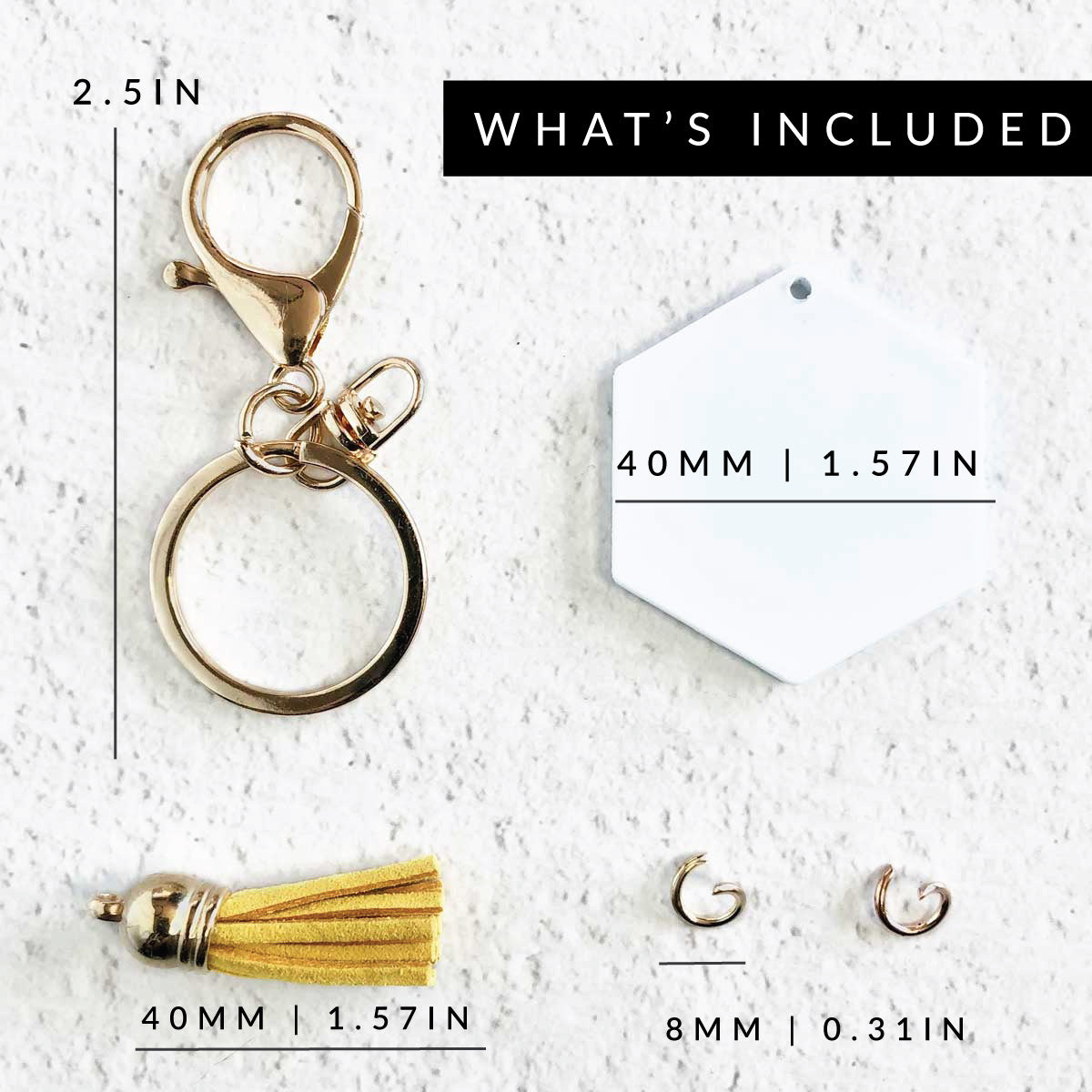 Hexagon Sublimation Keychain Gold
