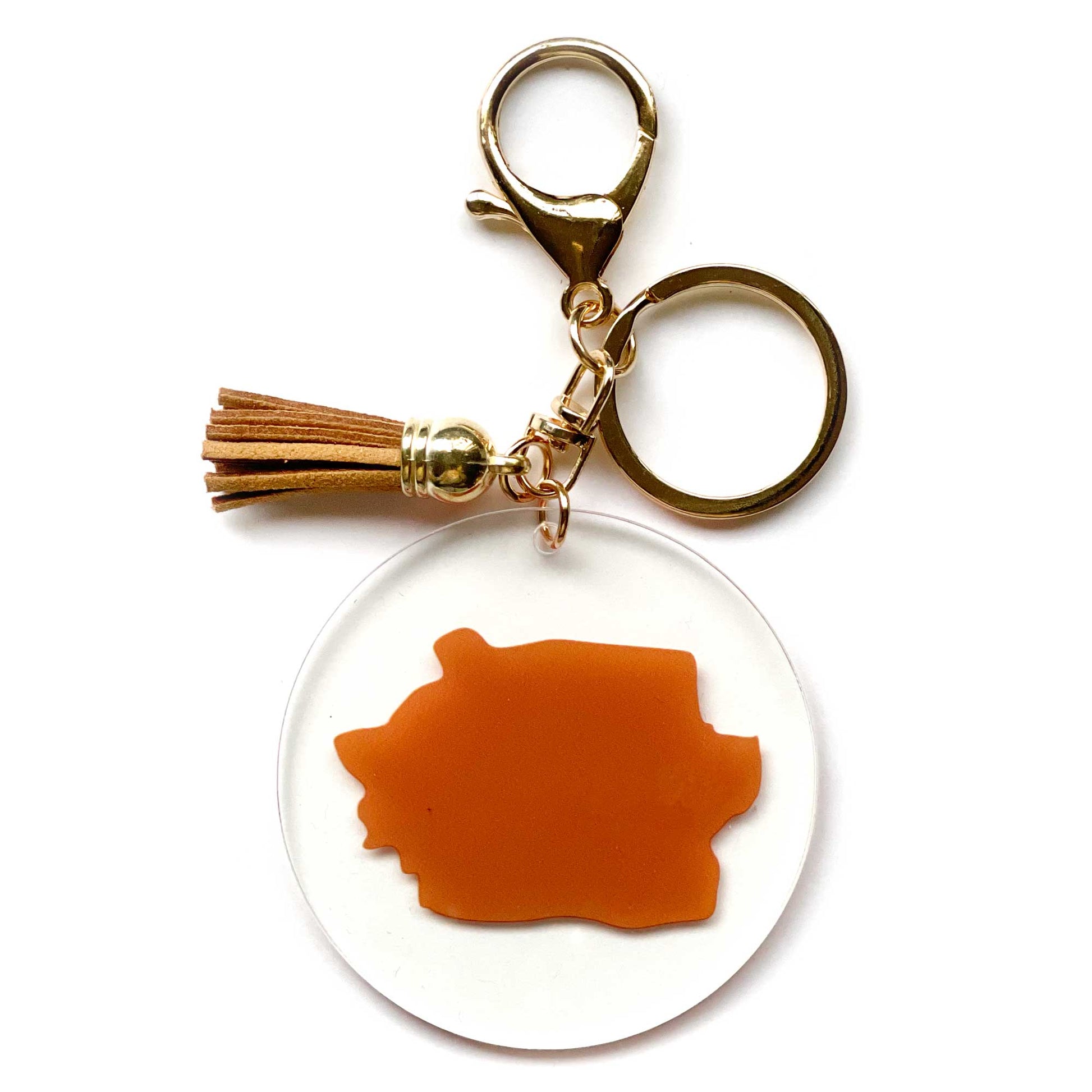 Paint Brush Printed Acrylic Keychain | Gold | Craft Blank for Cricut, Cameo Silhouette | Brown, Tan