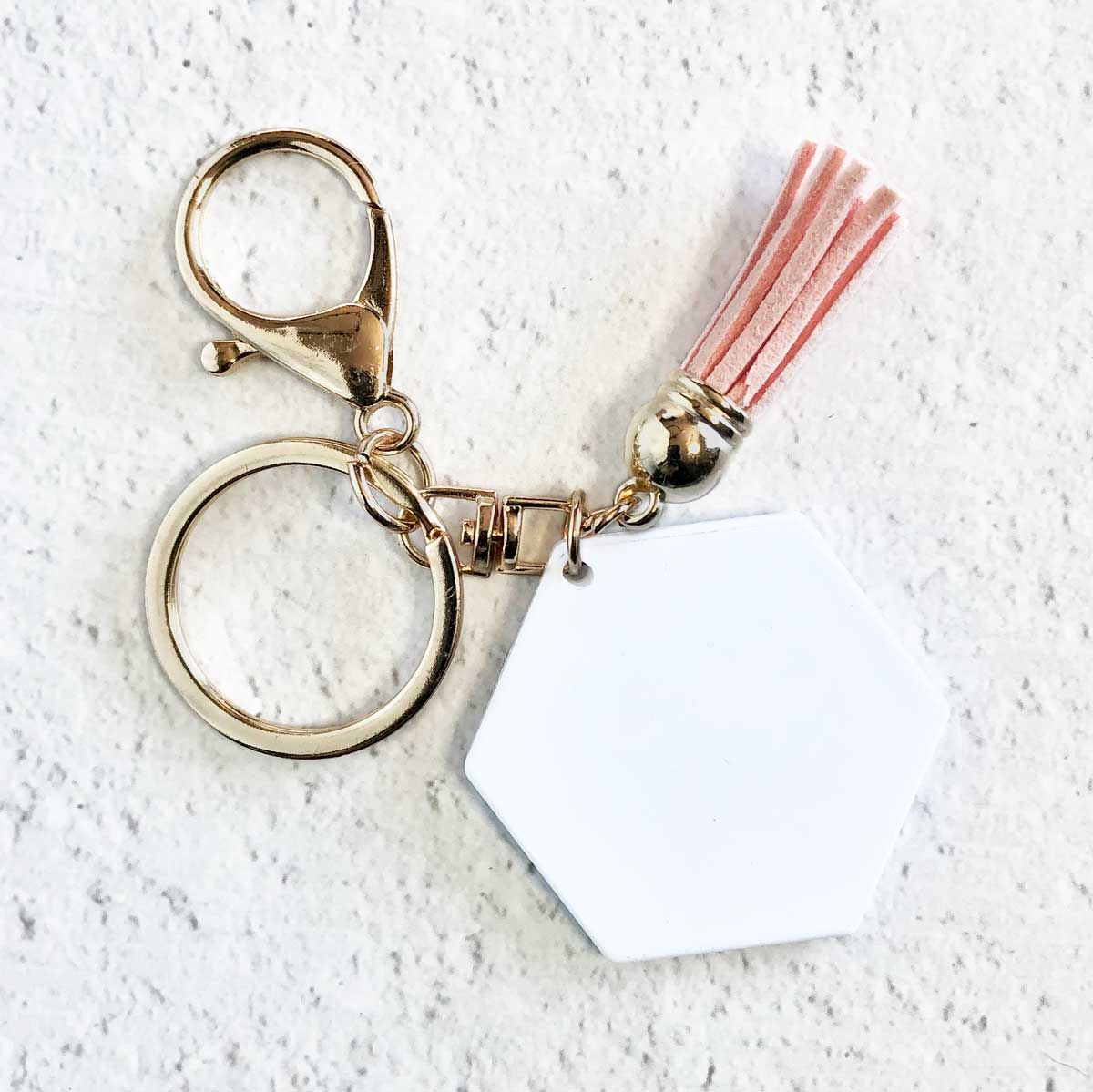 Hexagon Sublimation Keychain Gold