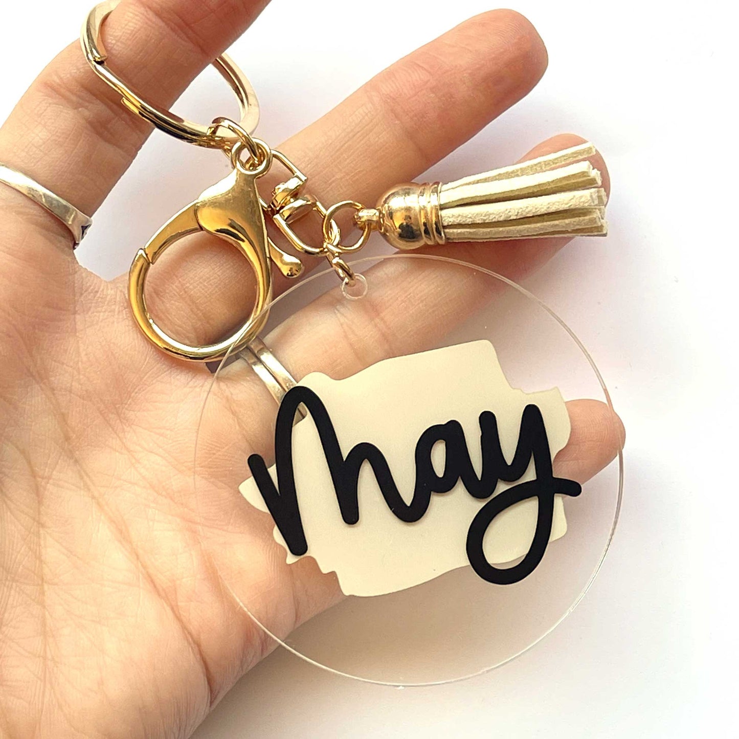 Paint Brush Printed Acrylic Keychain | Gold | Craft Blank for Cricut, Cameo Silhouette