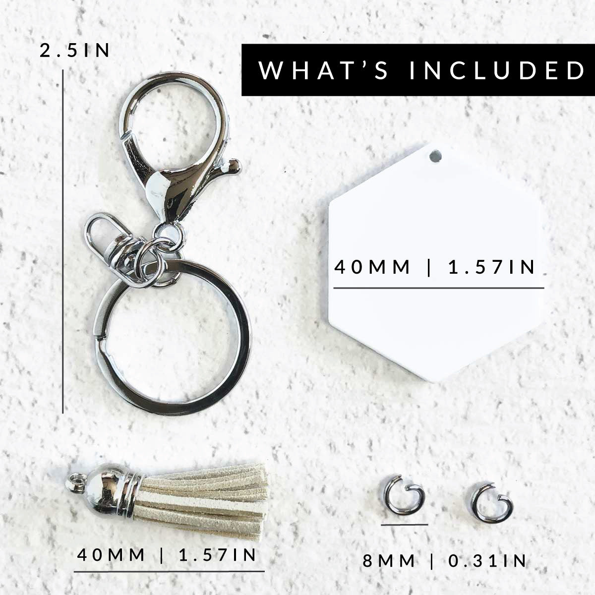 Hexagon Sublimation Keychain Silver