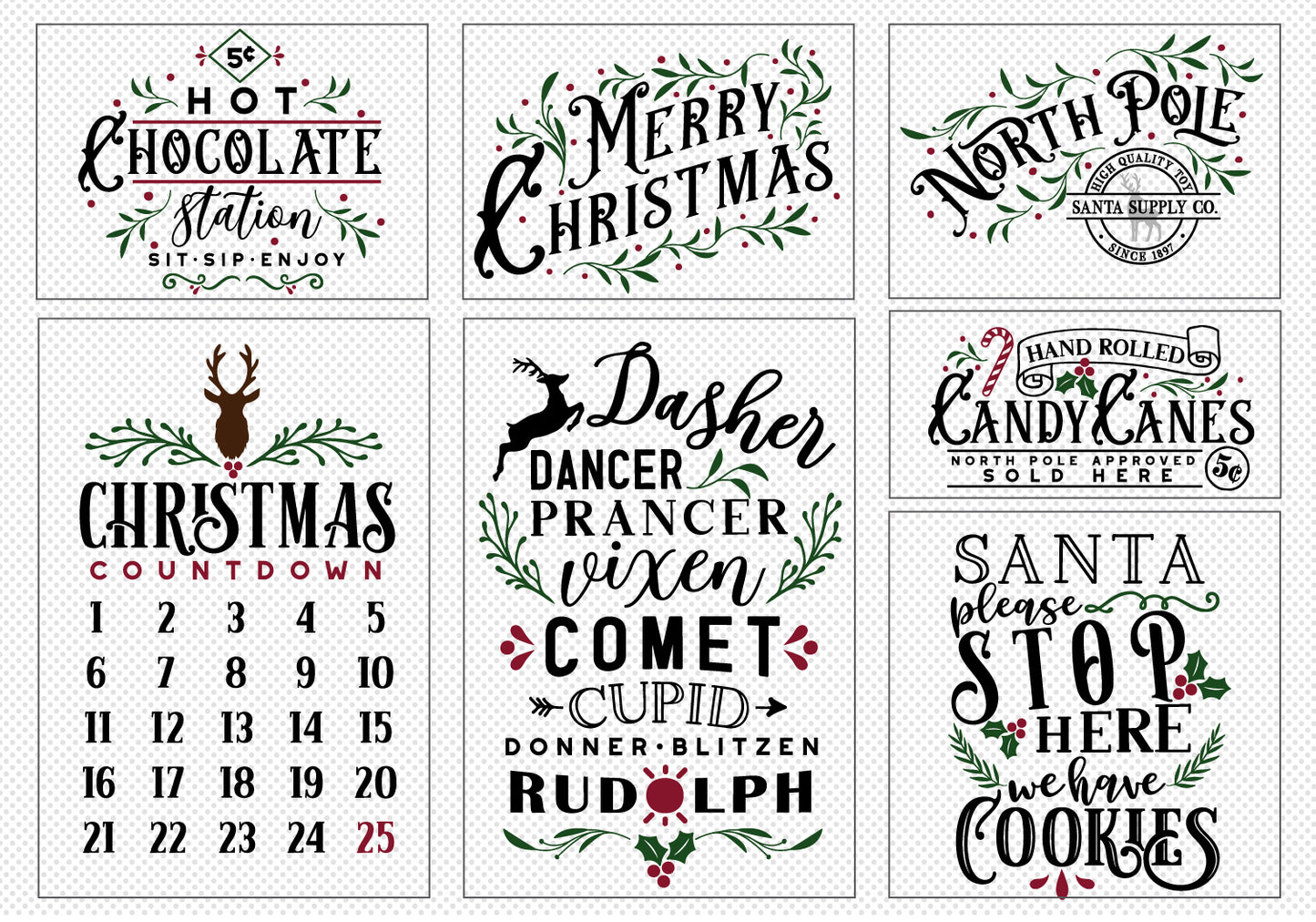 Vintage Christmas Sign Making SVG Bundle | 20 Pack