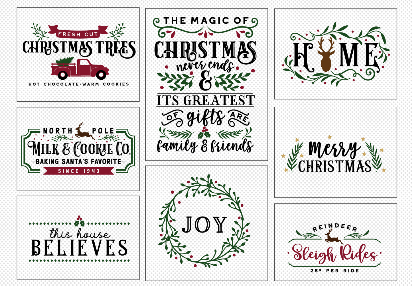 Vintage Christmas Sign Making SVG Bundle | 20 Pack