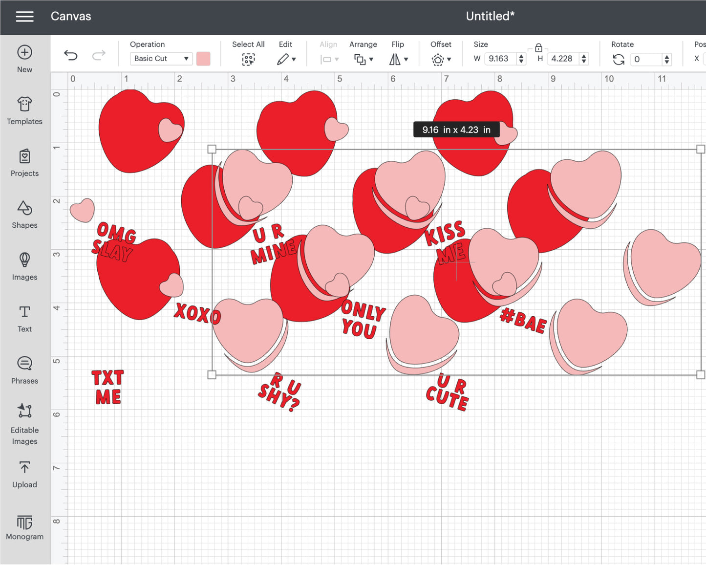 Venti No Hole | Valentine Heart Candy Tumbler Wrap SVG | Valentine Glass Cap Wrap SVG