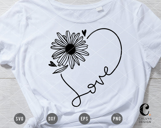 Heart Framed Daisy Love SVG