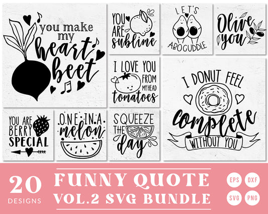Funny & Cute Quote SVG Bundle | 20 Pack