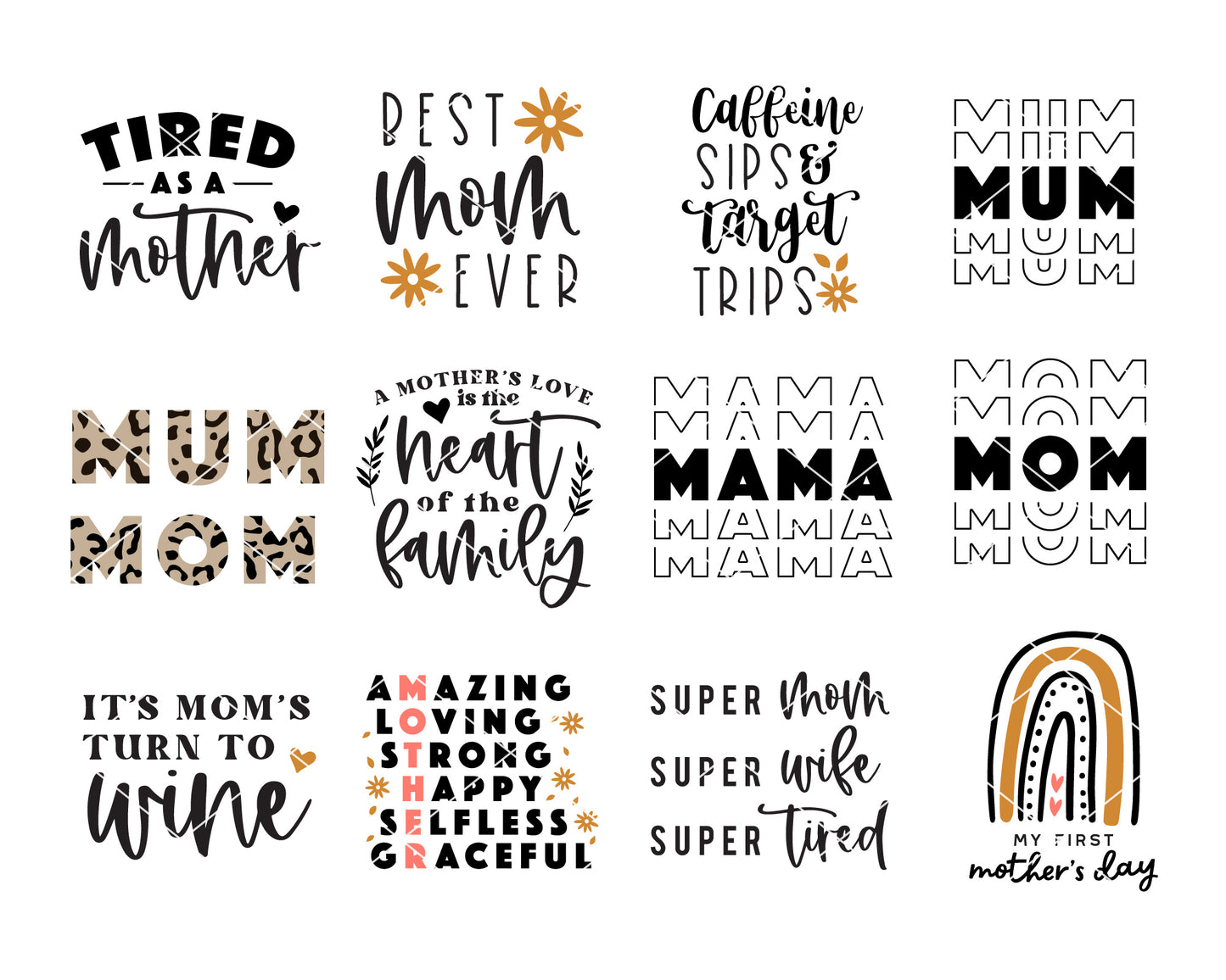Mom, Love U! Quote SVG Bundle | 25 Pack