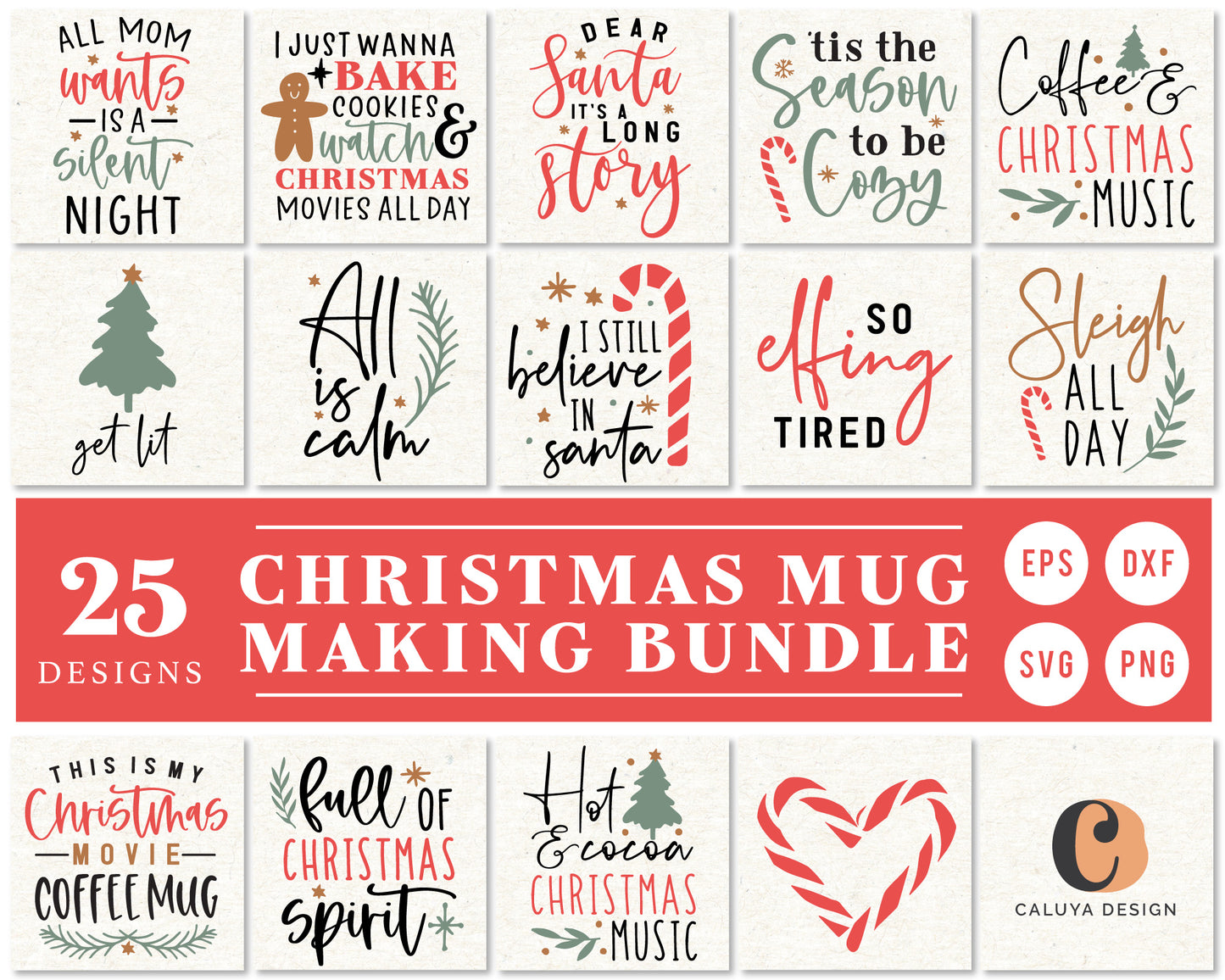 Christmas Mug Making SVG Bundle | 25 Pack