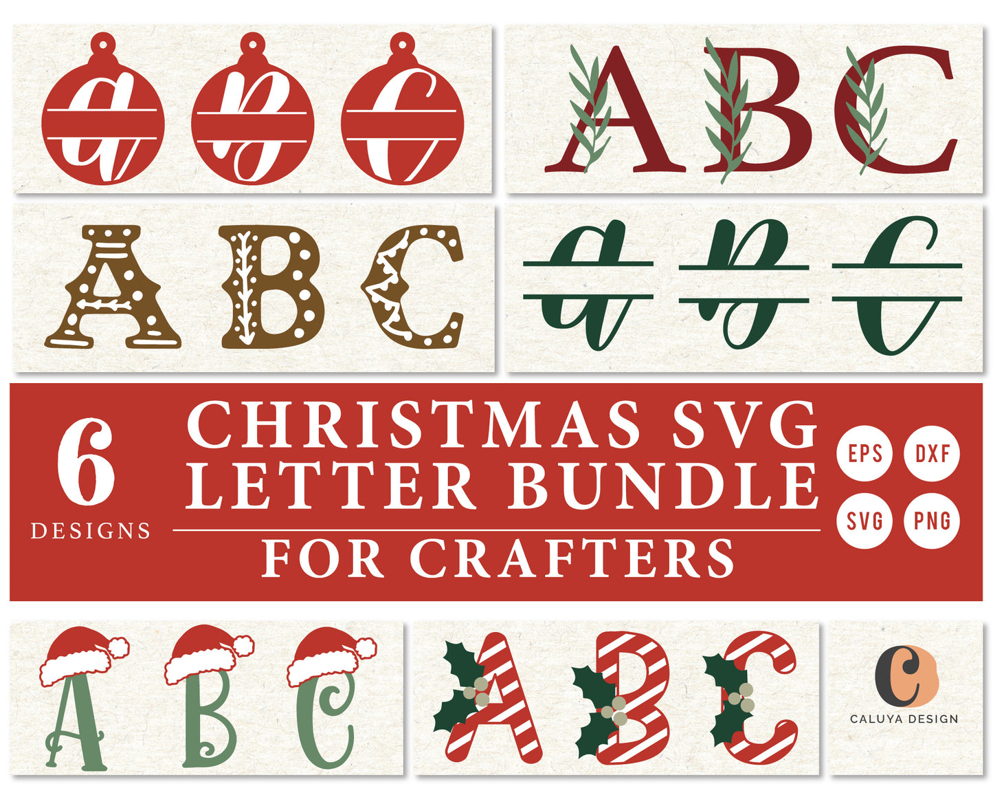 6 Christmas Monogram SVG Bundle