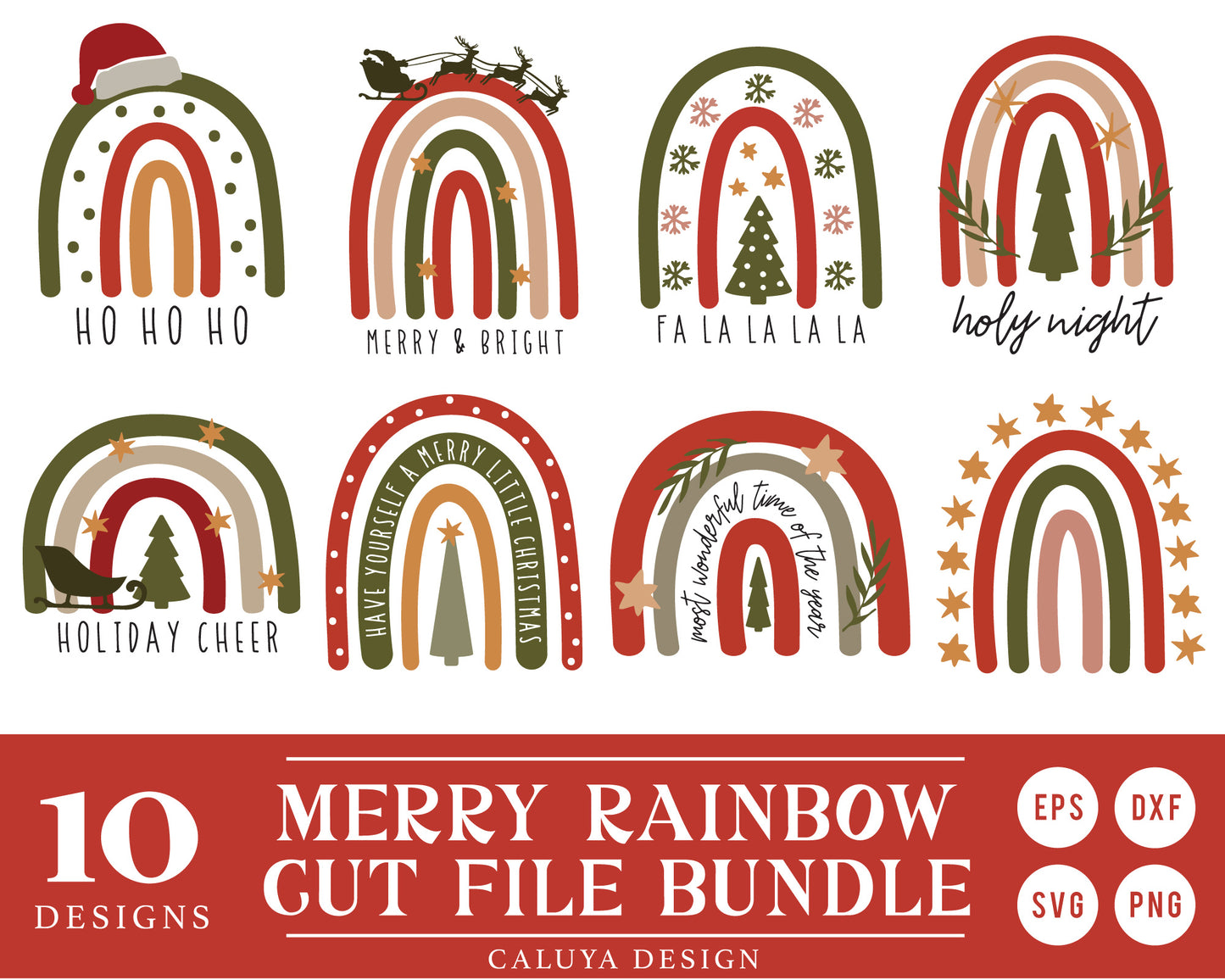 Marry Christmas Boho Rainbow SVG Bundle