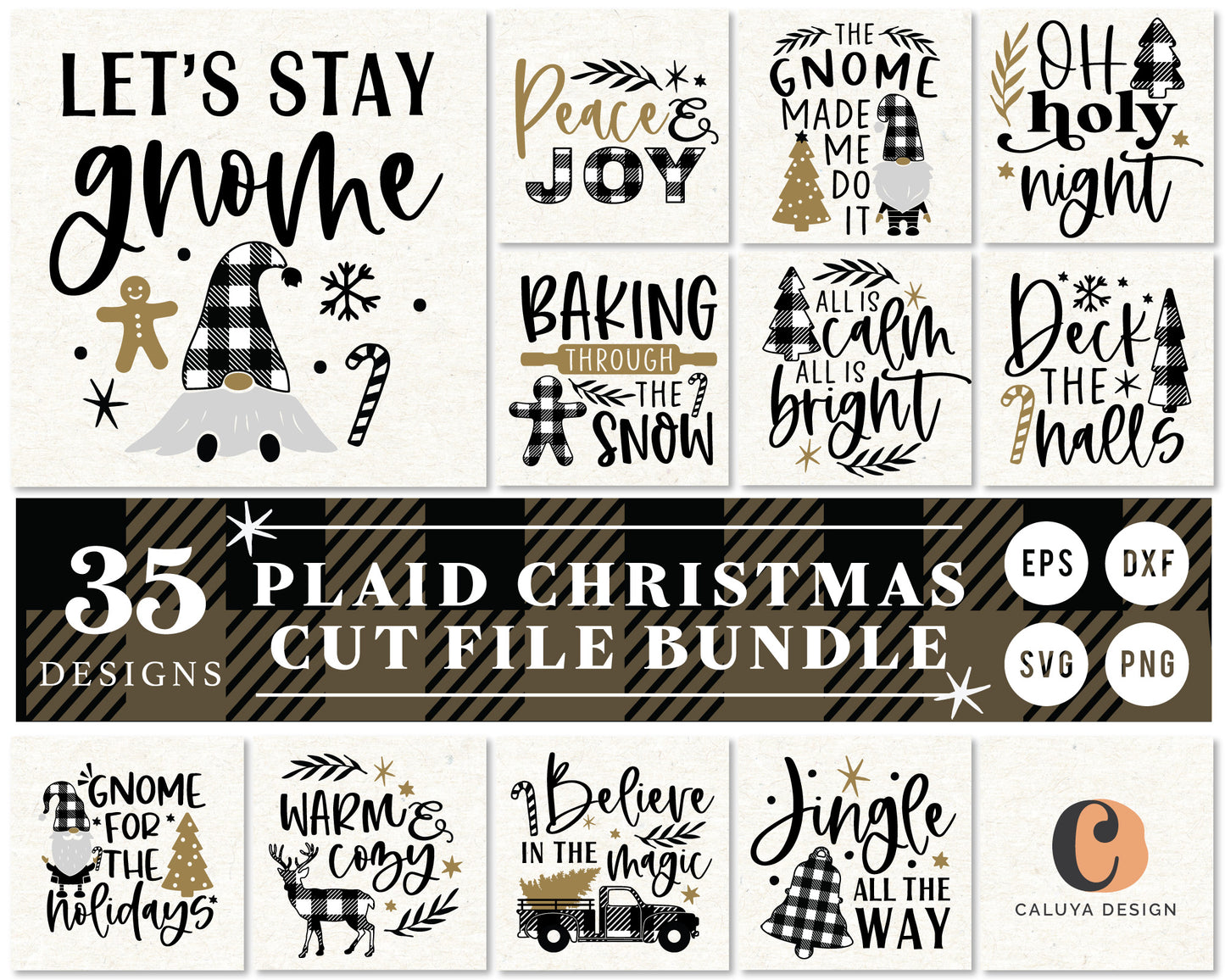 Christmas Plaid Themed SVG Bundle