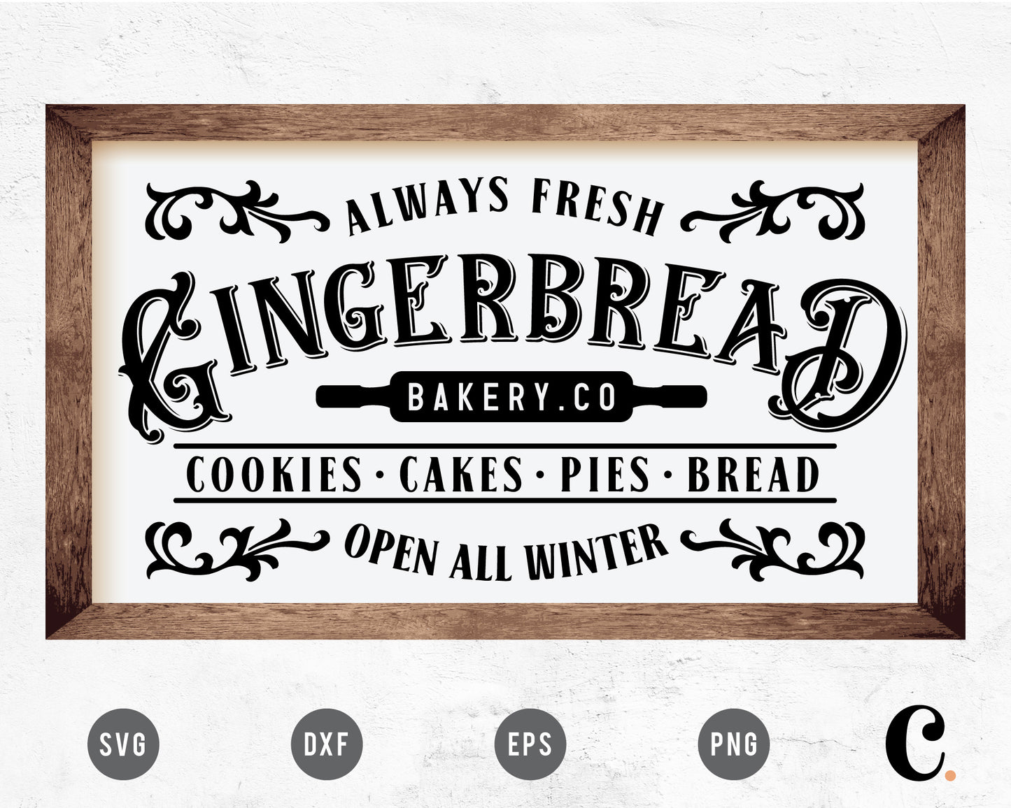 Gingerbread Bakery Christmas Sign SVG