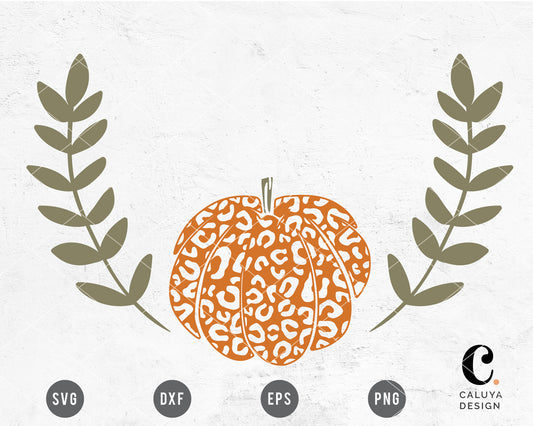 Leopard Pumpkin Half Wreath SVG