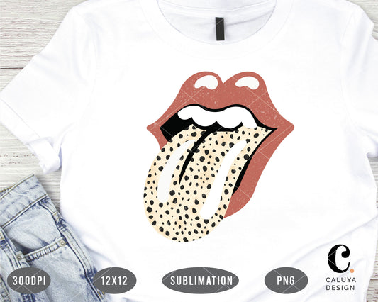 Vintage Leopard Lip PNG for Sublimation