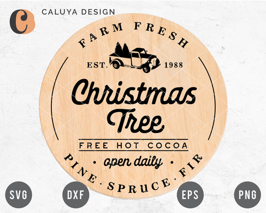Vintage Christmas Tree Sign SVG