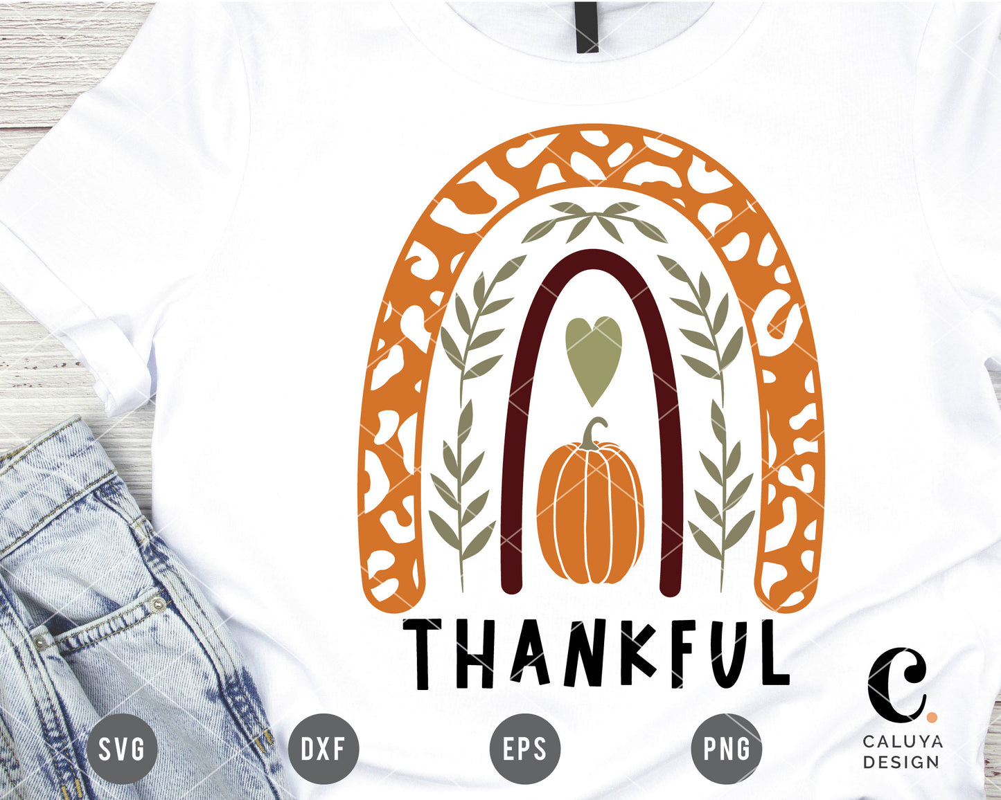 Thankful Thanksgiving Boho Rainbow SVG